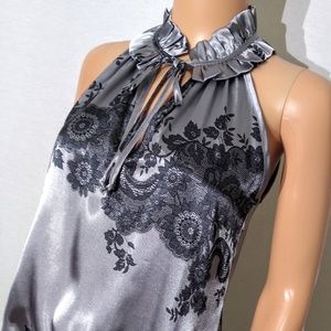Shiny Silk-like Halter Neck Top- M